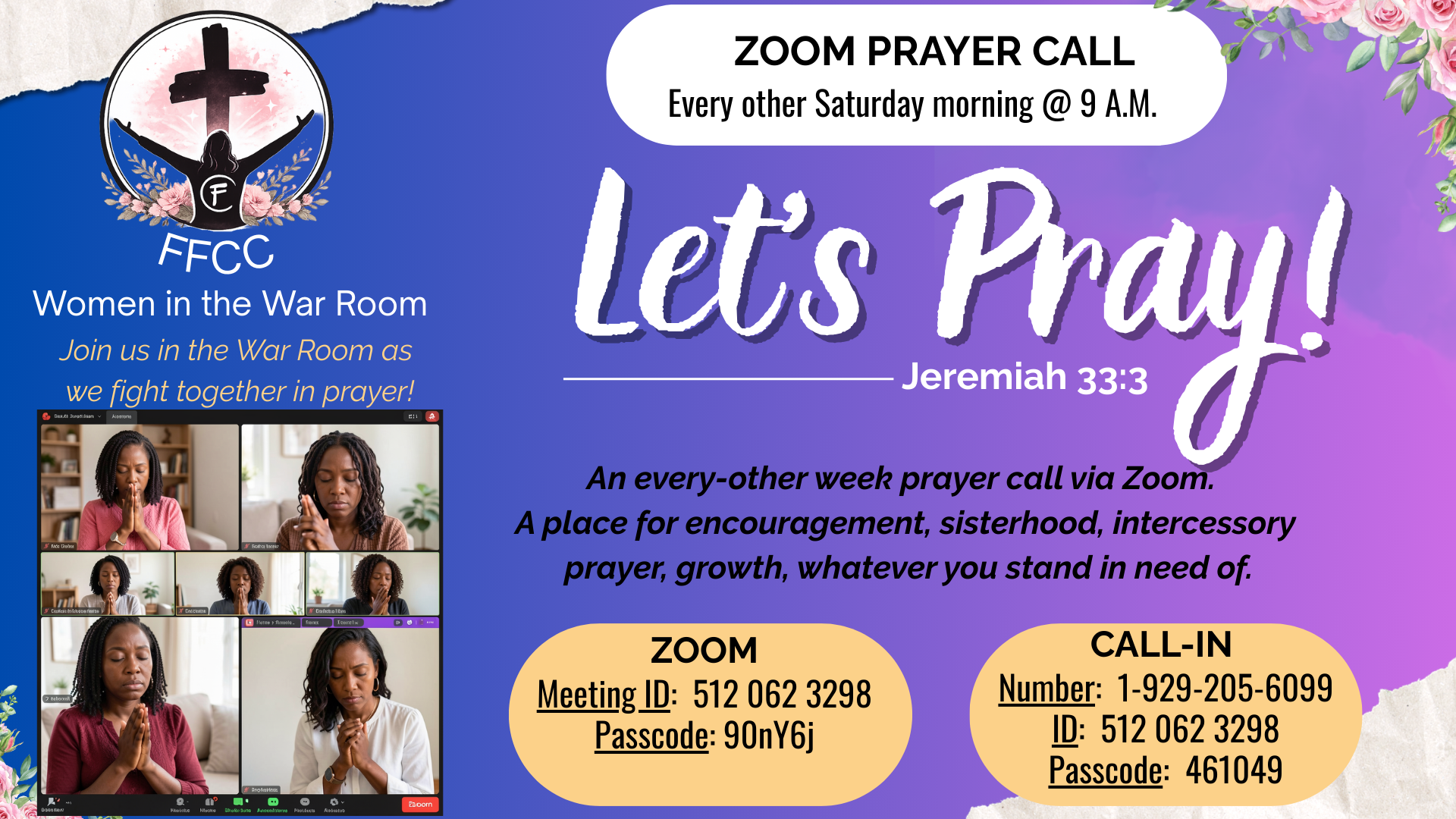 ffcc women in the war room zoom prayer call current